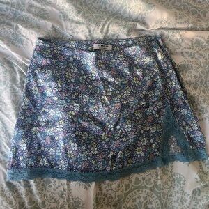 Floral Blue Mini Skirt